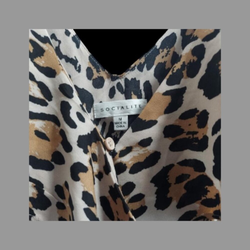 Socialite Leopard Print High-Low Ruffle Wrap Dress M - Picture 9 of 11